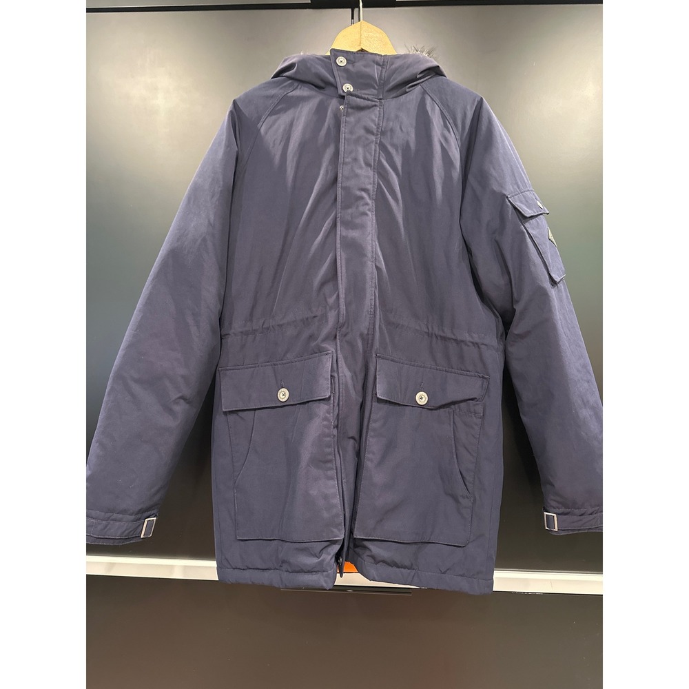 O'Neill Adventure Firewall 450 Down Parka Navy Faux Fur Hood Jacket Mens Medium